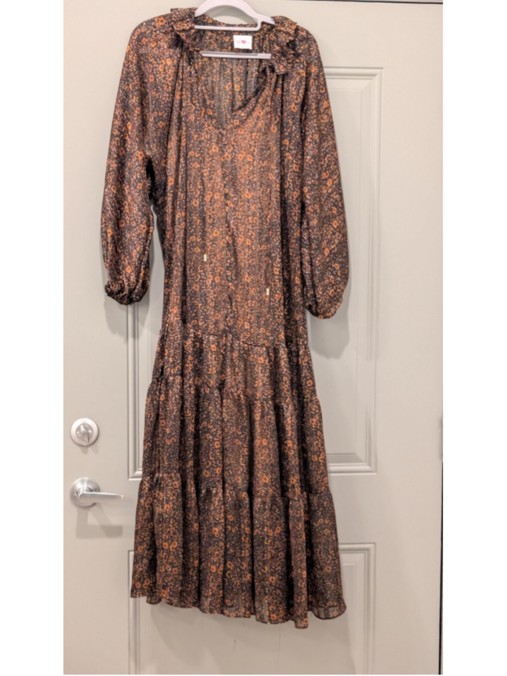 Women's Buddy Love Dress Size M Black Orange Floral Tiered